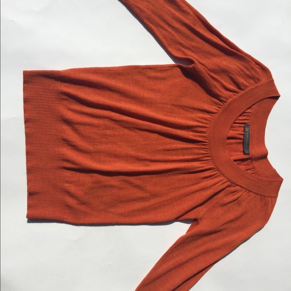 3/4 Sleeve Burnt Orange Light Sweater Blouse - Picture 1 of 4